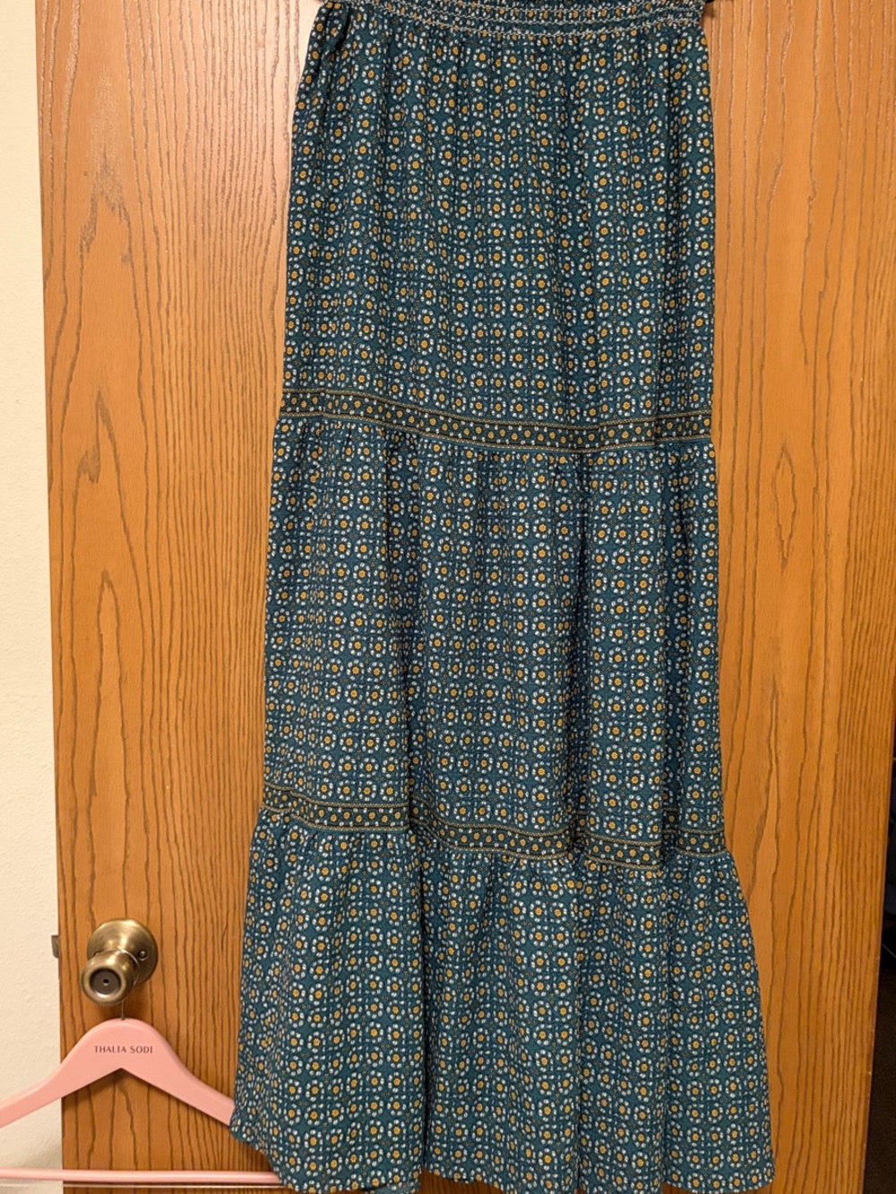 Teal Patterned Maxi skirt